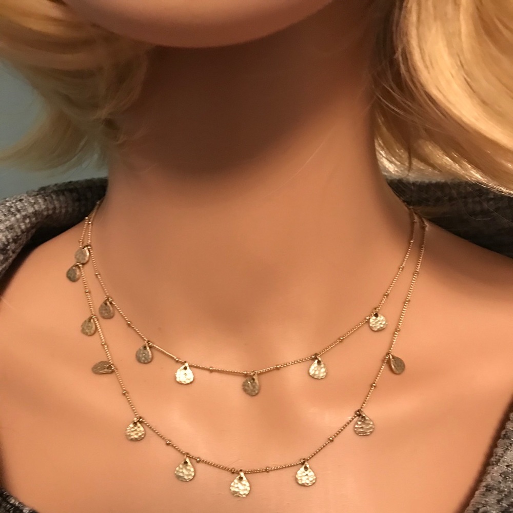 Ann Taylor Goldtone Hammered Bead Necklace